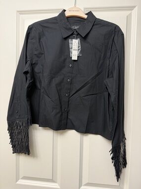 J.Crew Black Button-Up Shirt with Sequin Cuffs
